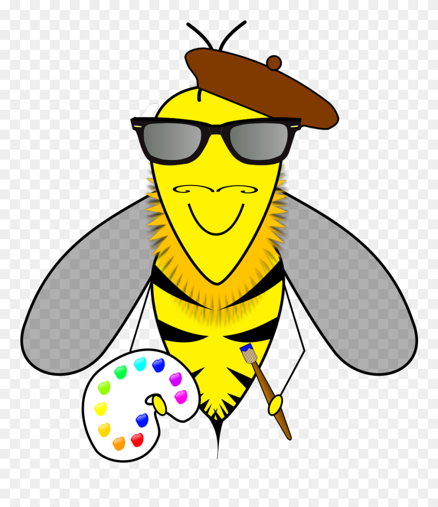 Hipster Bumblebee Svg Clip Arts - Artist Bee Clip Art - Png Download