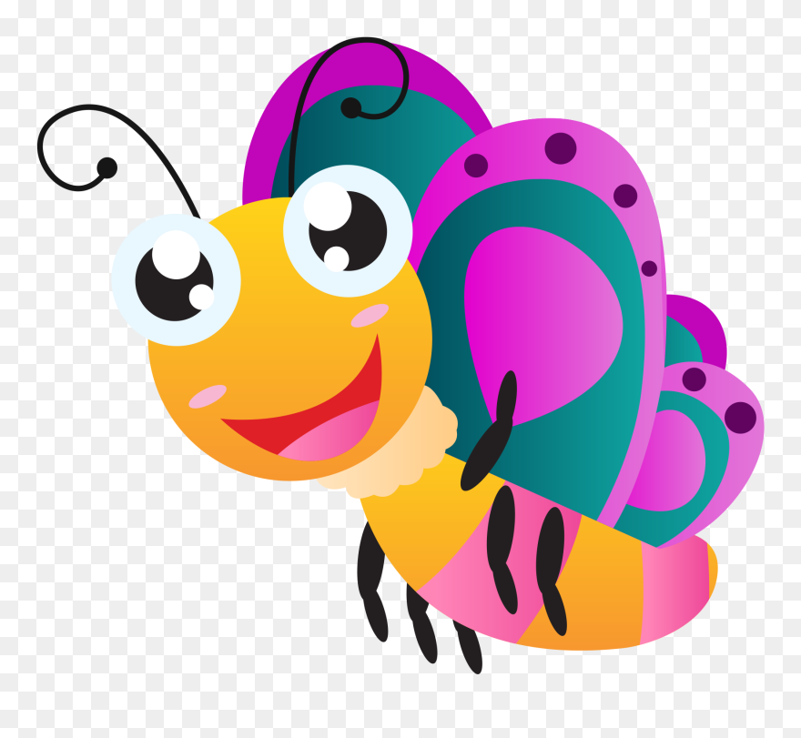 Cartoon Drawing Clip Art - Gambar Kupu Kupu Cantik Animasi - Png Download