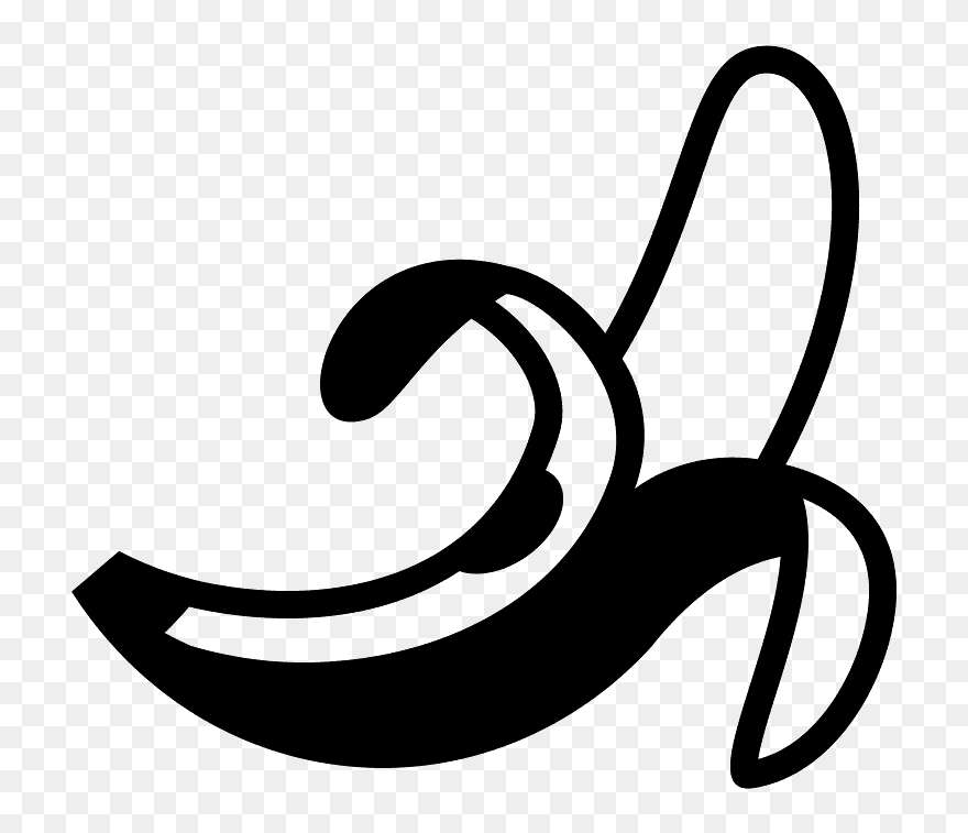 Banana Emoji Clipart - Black And White Banana Emoji - Png Download