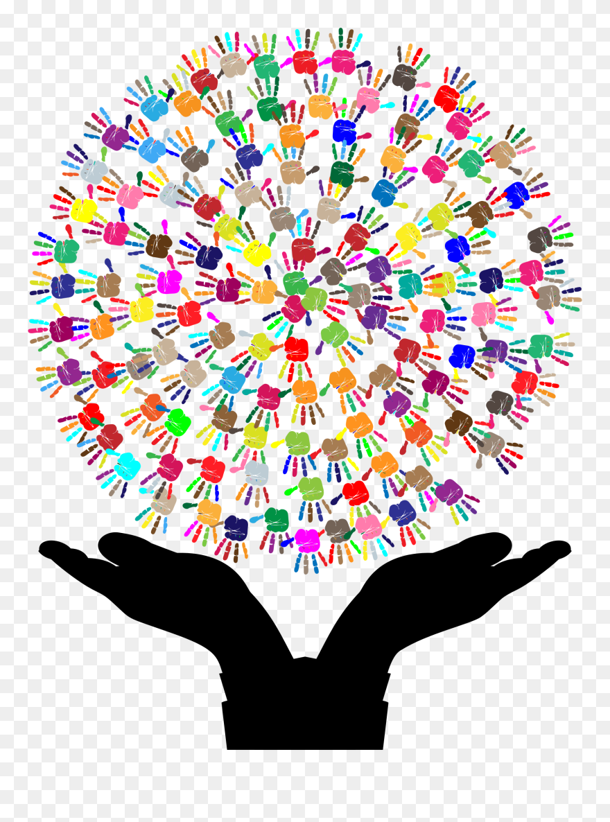 Handprint Tree Clipart Royalty Free Clipart - Tree With Hands Clipart - Png Download