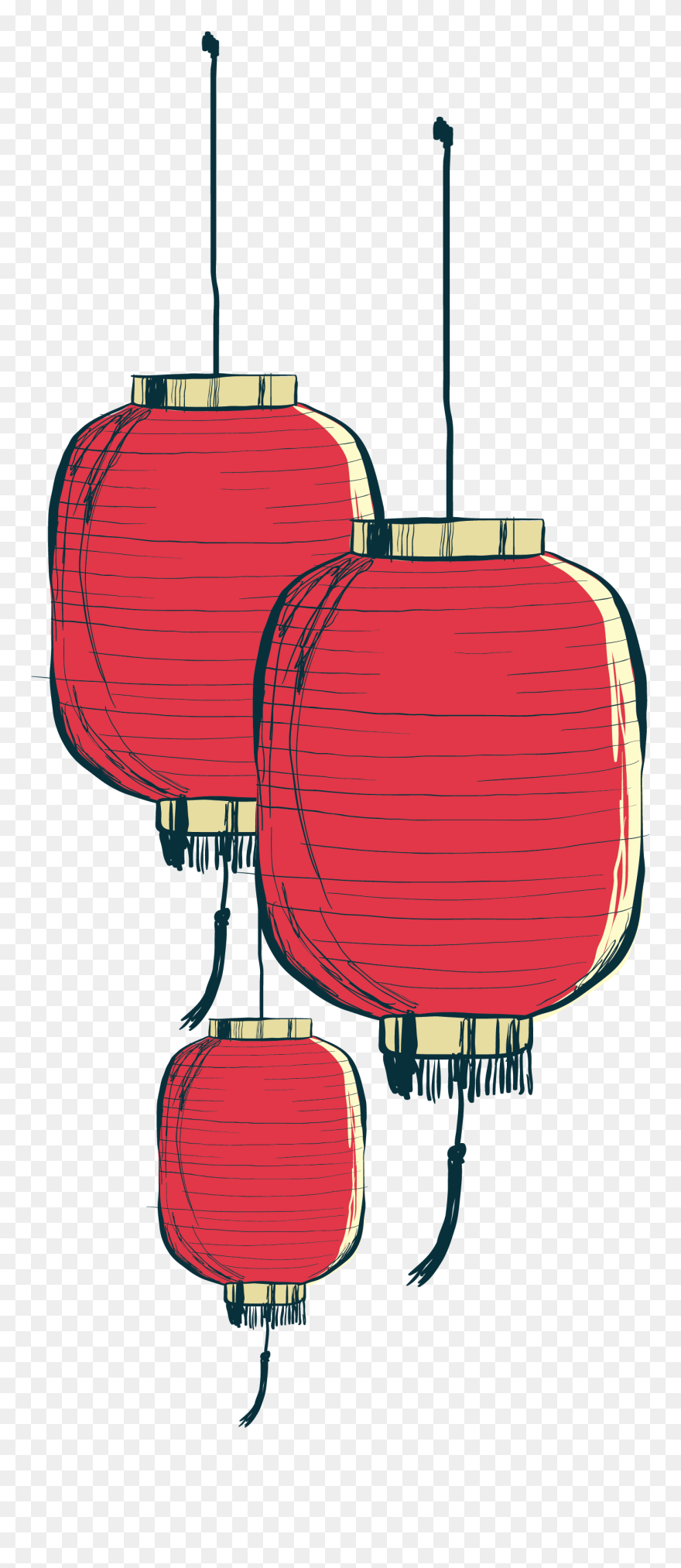 Painted Paper Chinese Hand Lantern Png Download Free - Chinese Lantern Vector Png Clipart