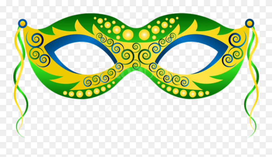 Free Png Download Green Yellow Carnival Mask Clipart - Mardi Gras Masks Clip Art Transparent Png