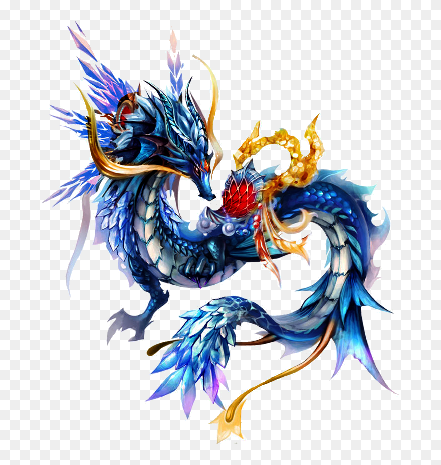 Blue Chinese Fire Dragon Clipart