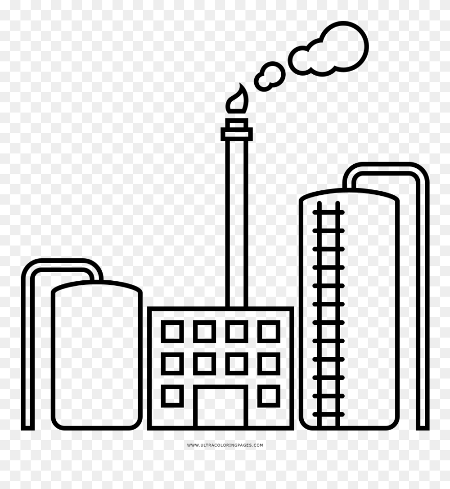 Factory Clipart Oil Factory - Drawing Of A Refinery - Png Download