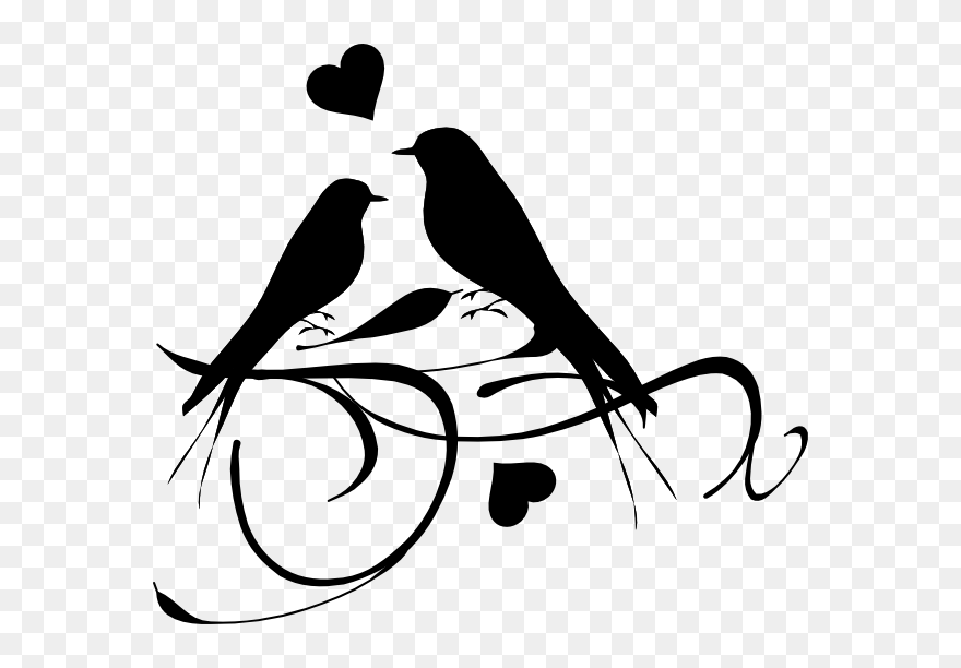 Book Drawing Clip Art - Love Birds Black And White - Png Download