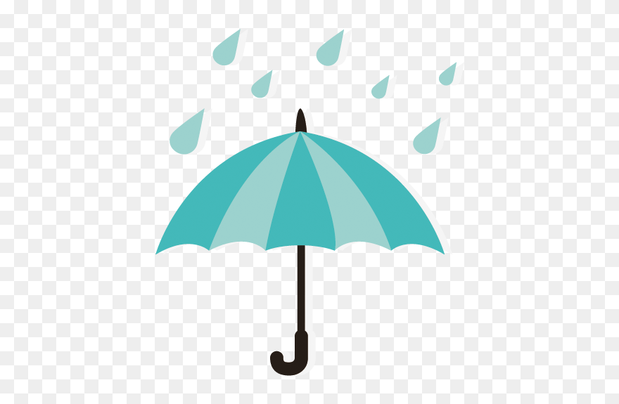 Drawing Raindrops Object - Umbrella Cartoon With Rain Clipart