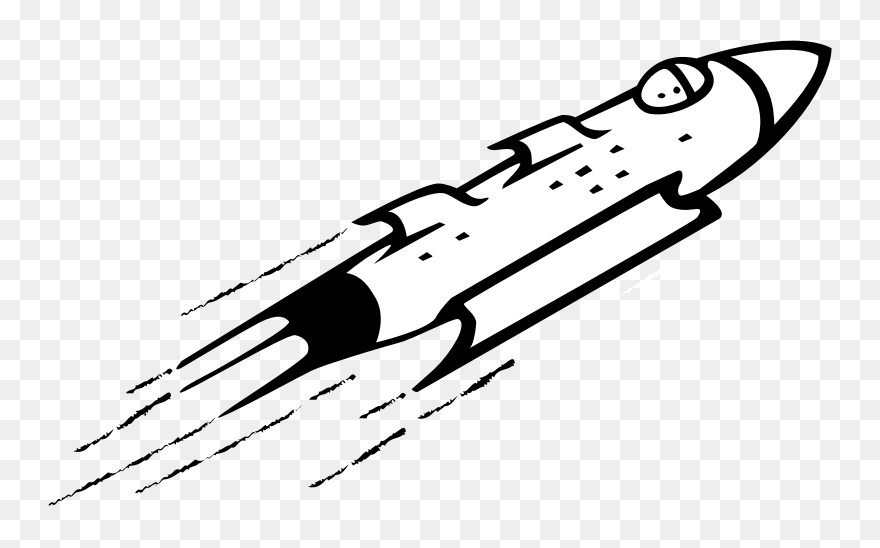 Rocketship - Rocket Black And White Clipart