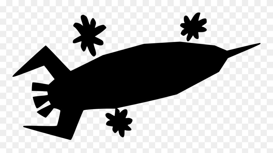 Rocketship Silhouette Horizontal - Silhouette Rocket Ship Clipart