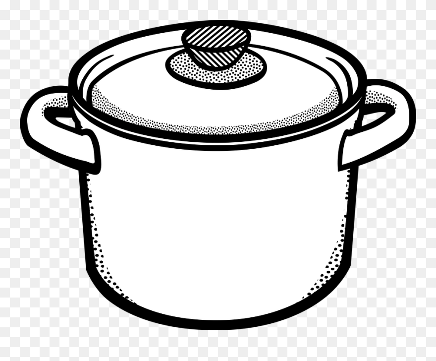 Pot Images Clip Art Black And White - Kitchen Utensils Black And White Clipart - Png Download
