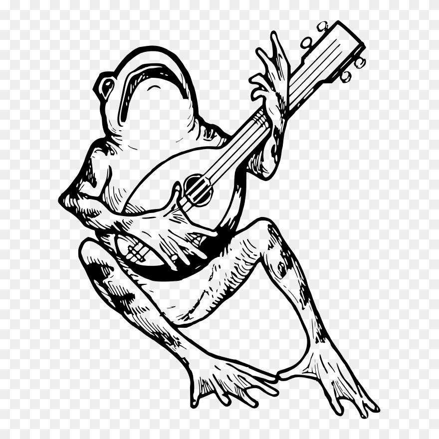 Art,monochrome Photography,arm - Drawing Frog Playing A Guitar Clipart