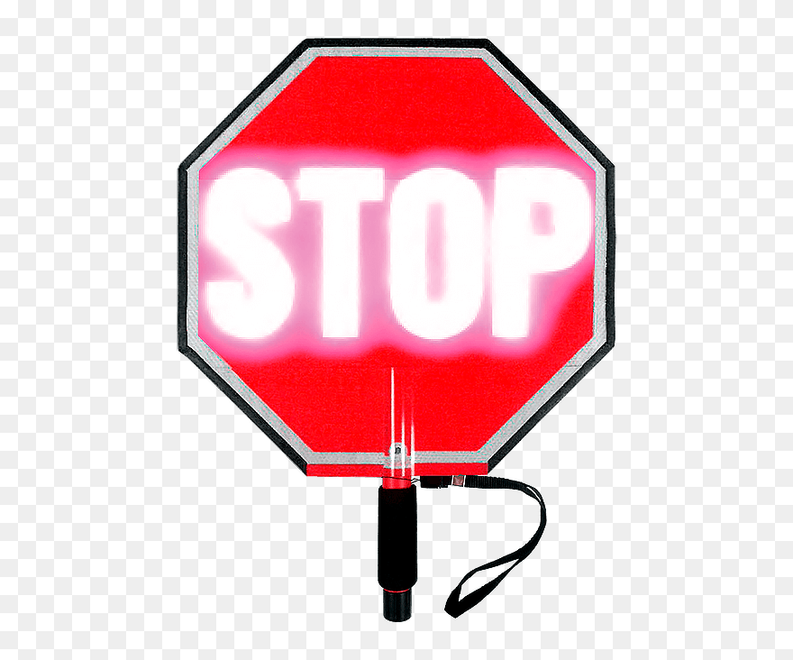 Paddle Stop Slow Flashing Led Hand Held Sign - Hand Held Light Stop Sign Clipart