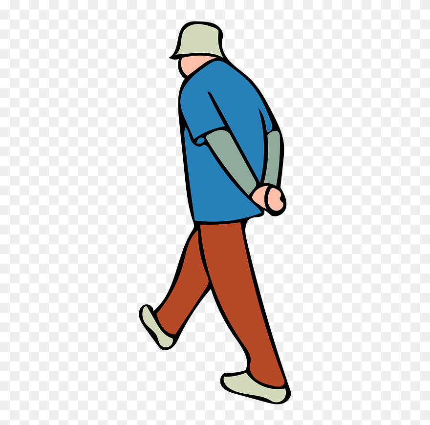 Old Man Walking Clipart - Png Download