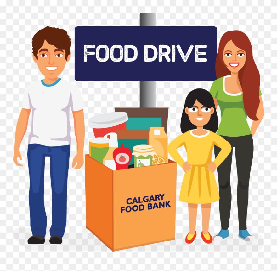 Group Of People With Donation Box - Cartoon Clipart