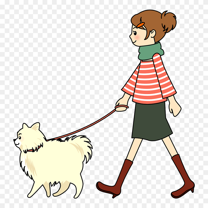 Woman Dog Walking Clipart - Walking The Dog Clip Art - Png Download