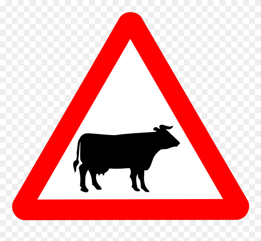 Cattle Crossing Warning Svg Clip Arts - Sharp Curve Right Sign - Png Download