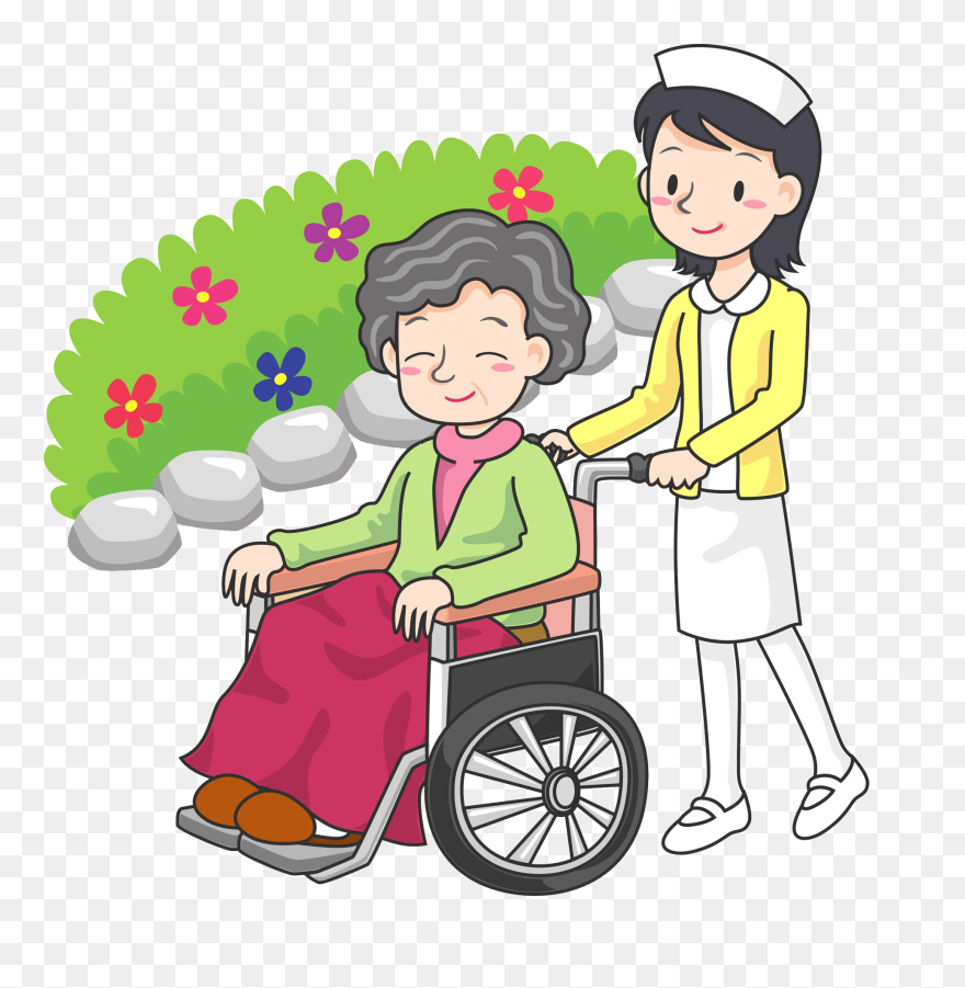 Transparent Person Walking Clipart - Pushing A Wheelchair Clipart - Png Download