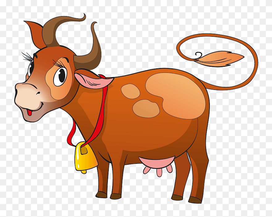 Cow With Bell Clipart - Cartoon - Png Download