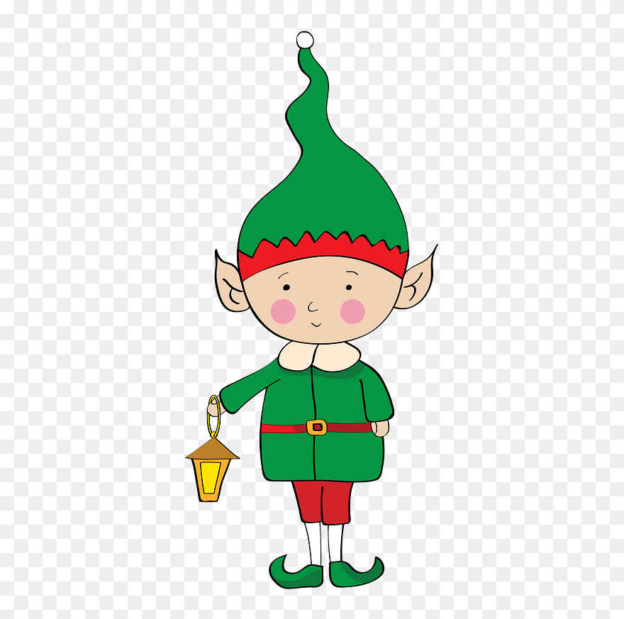 Chrismas Elf With A Lantern Clipart - Cartoon - Png Download