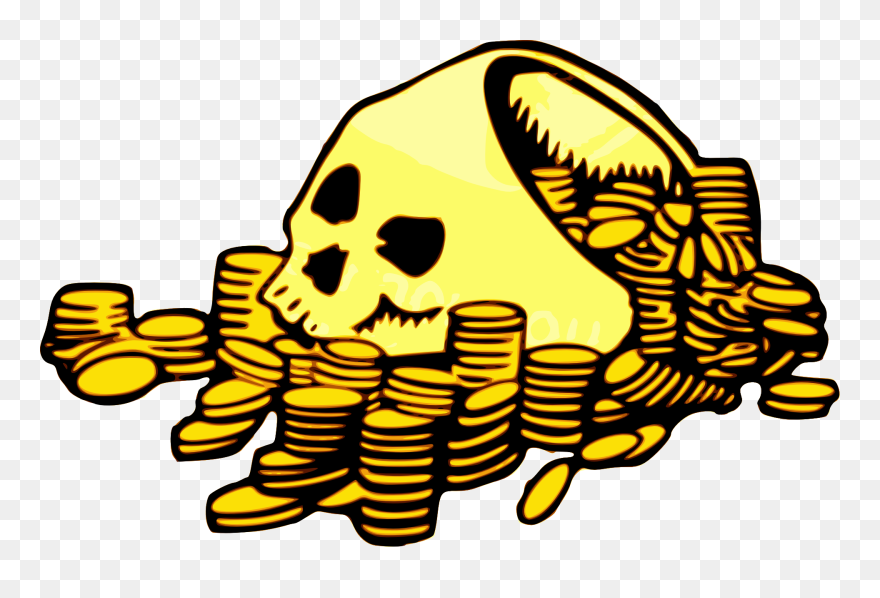 Coin Clipart Plain Gold - Skull With Money - Png Download