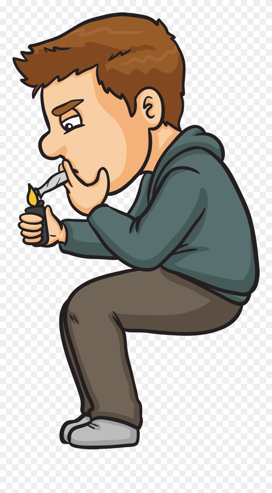 Weed Clipart Rolling - Cartoon Guy Smoking Weed - Png Download