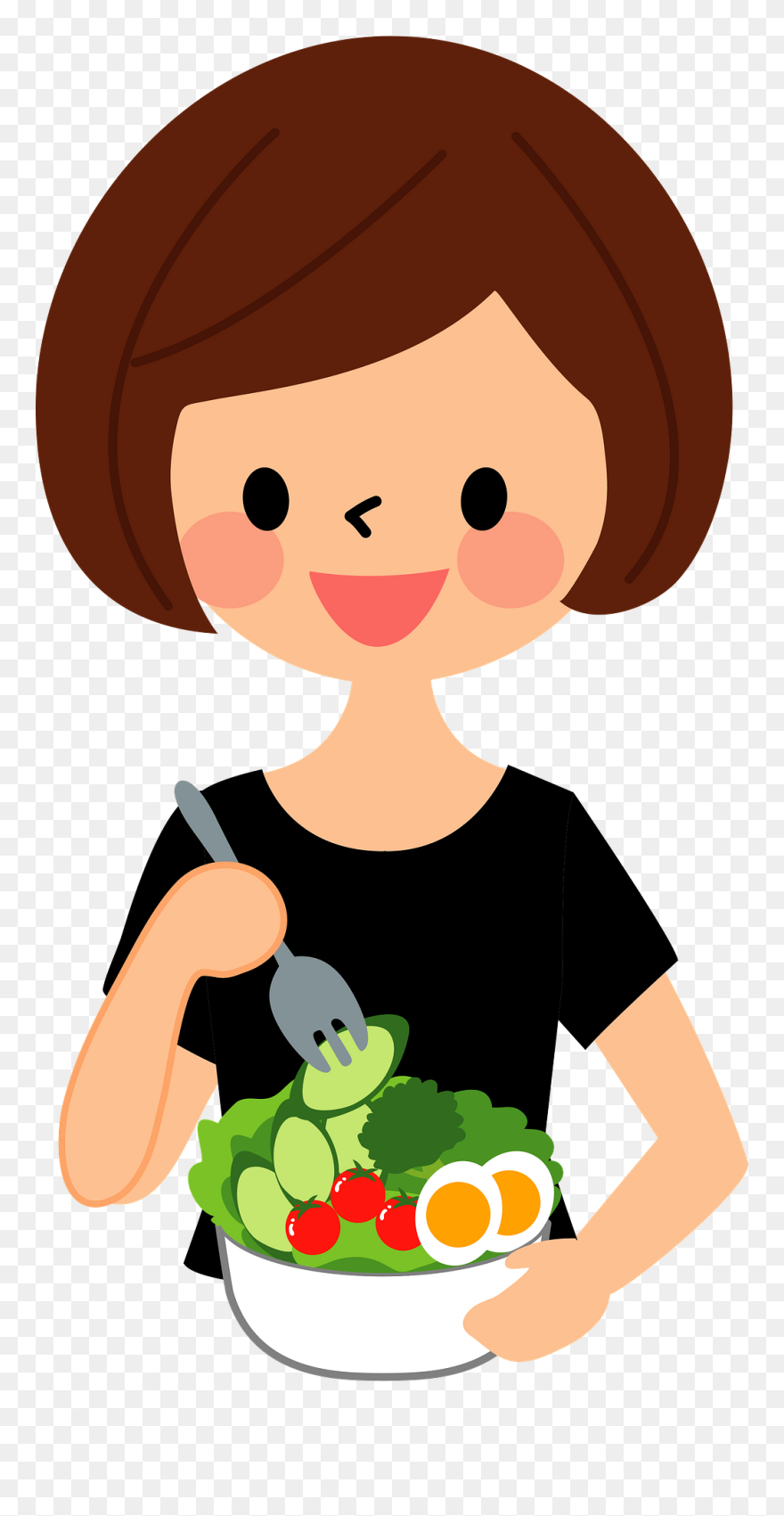 Woman Eat Salad Clipart - Eating Salad Clipart - Png Download