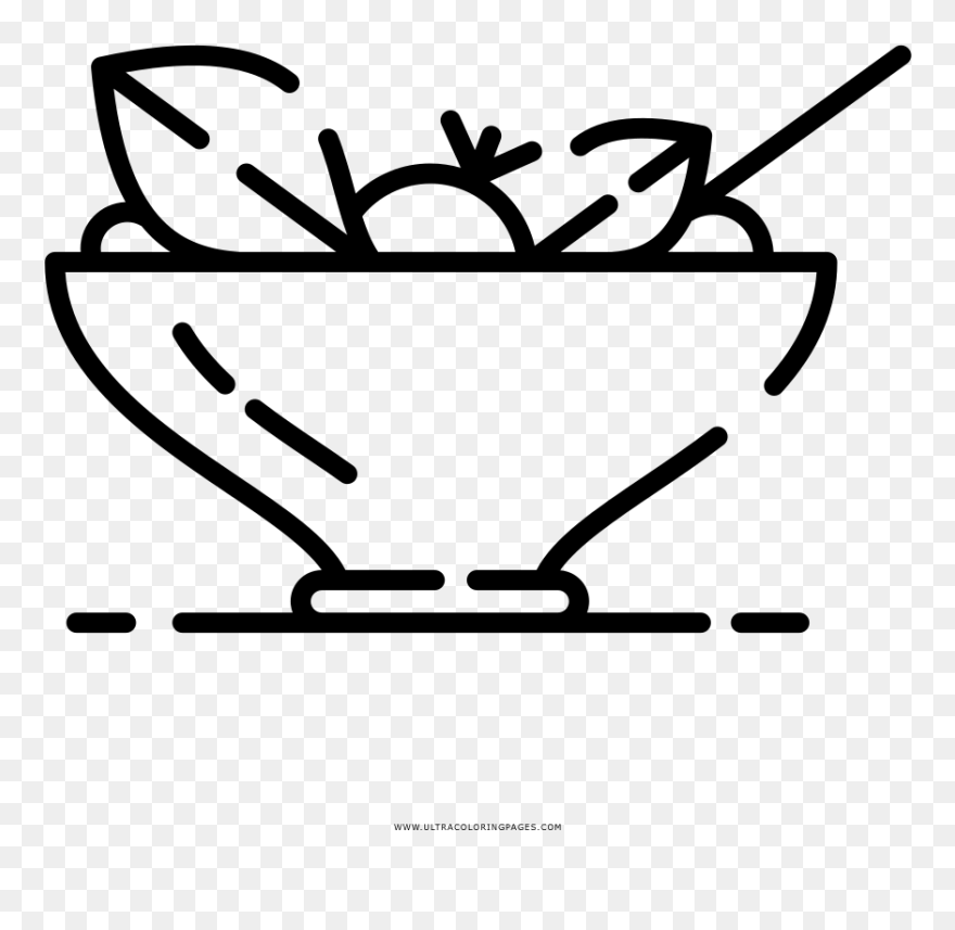 Salad Coloring Page - Line Art Clipart