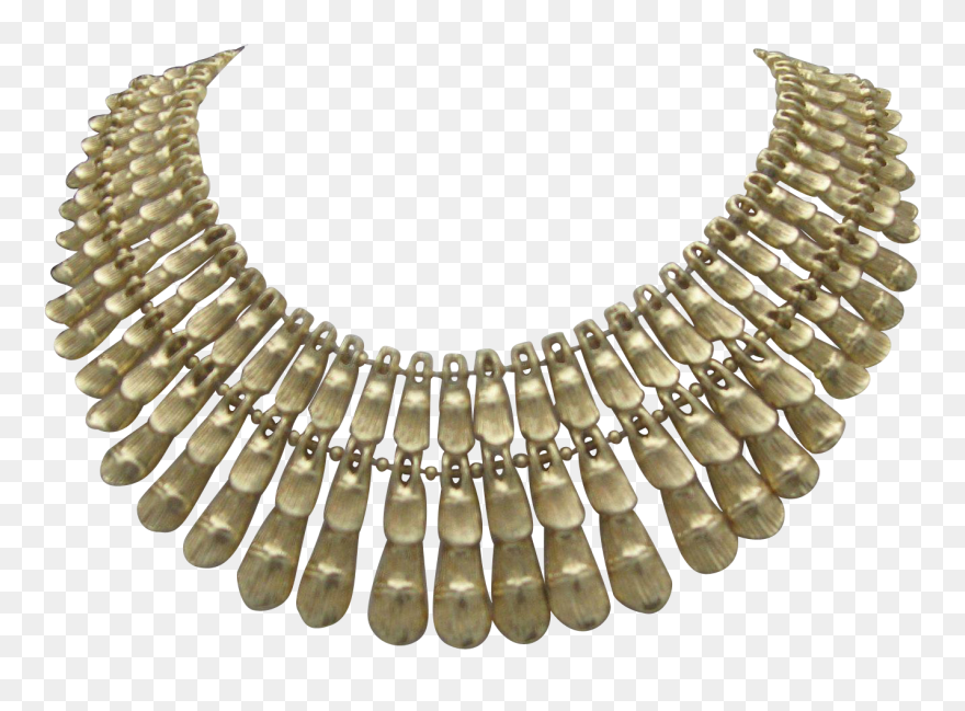 Bsk Egyptian Necklace Gold Toned Rhinestone Salad - Necklace Clipart