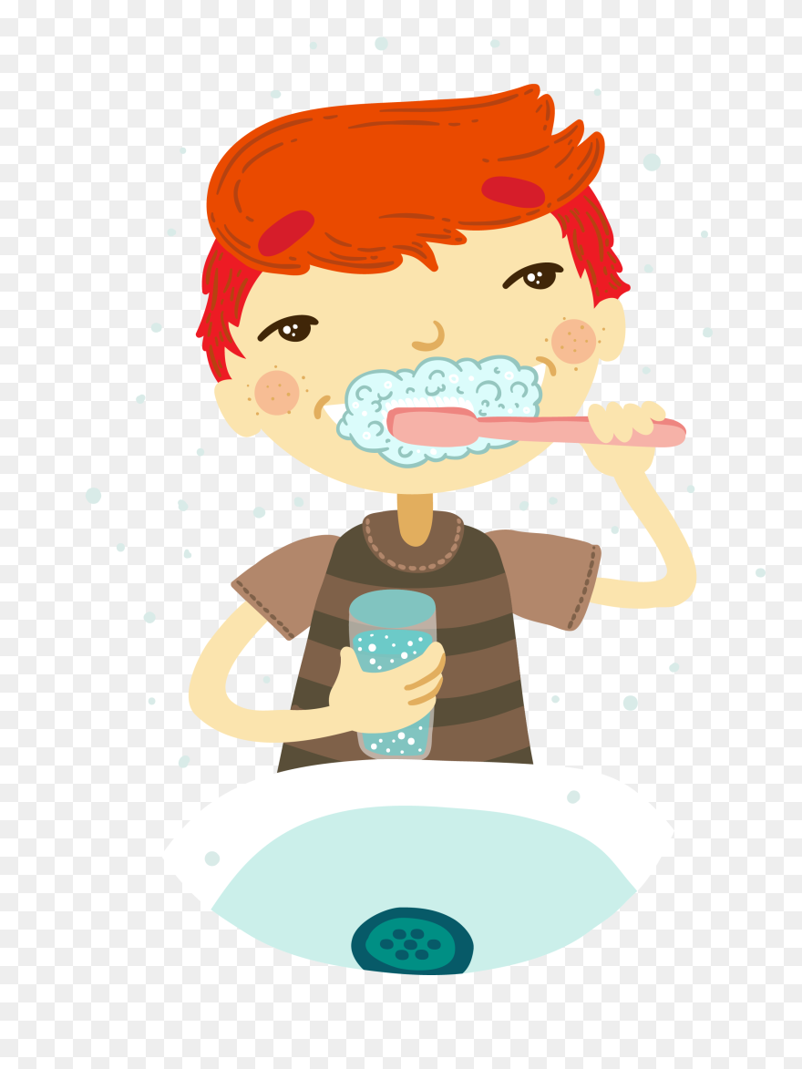Tooth Brushing Clip Art Cartoon Teeth - Wash Your Face Clip Art - Png Download
