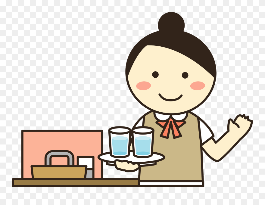 Waitress Restaurant Clipart - Service Crew Fast Food Cartoon - Png Download