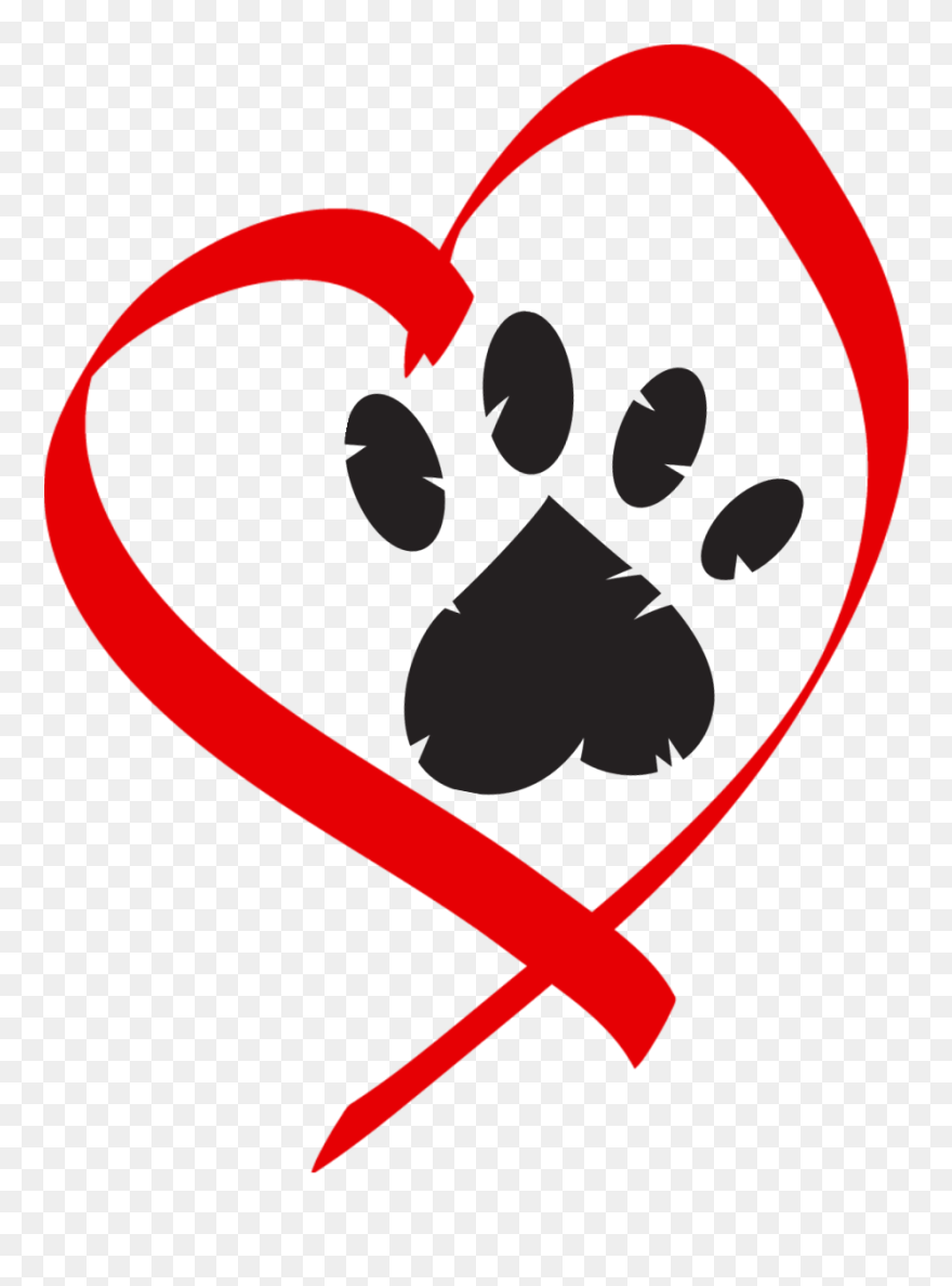 Transparent Paw Print Clipart - Paw Print On Heart - Png Download