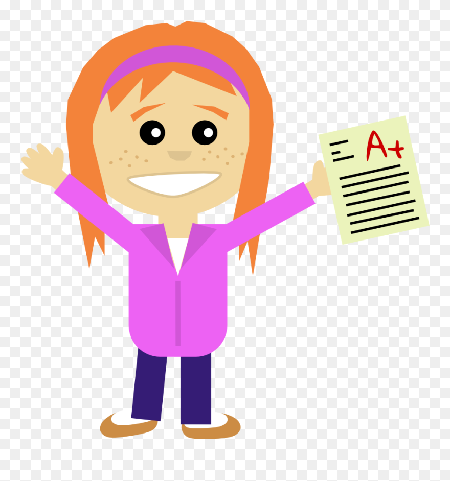 Excellent Student Girl Clipart - Niña Con Un Examen De 10 - Png Download