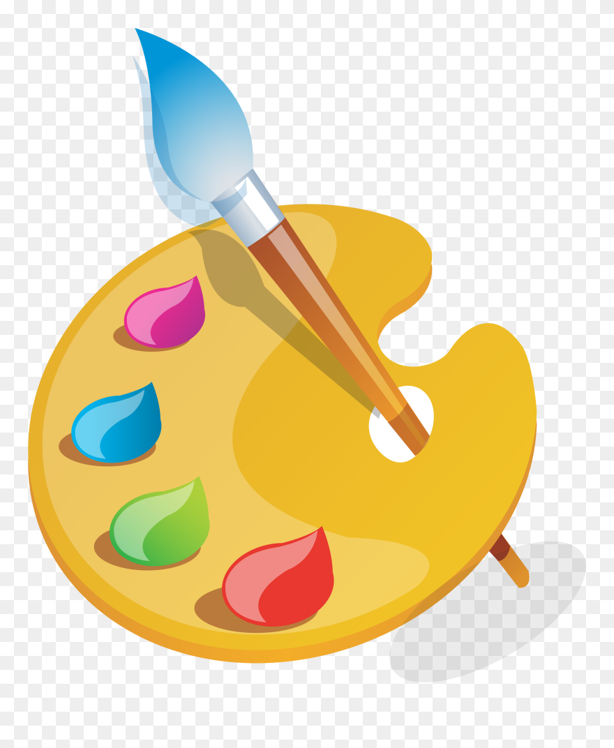 Transparent Paint Palette Clip Art - Palette Paint Brush Vector Png
