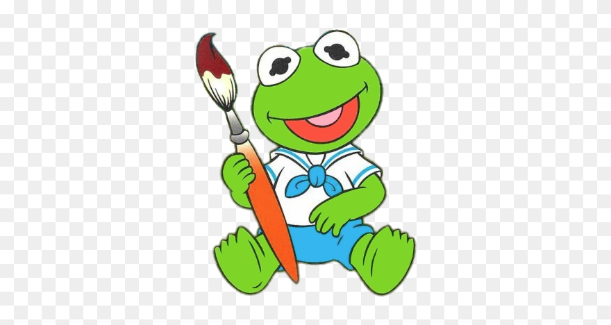 Muppet Babies Kermit Holding Paint Brush - Muppet Babies Clipart - Png Download