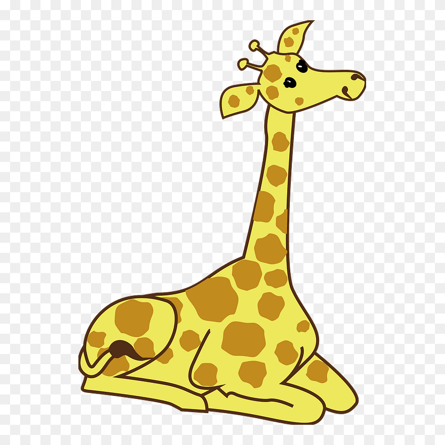 Kneeling Cartoon Giraffe Clipart - Cartoon Giraffe Sitting Down - Png Download