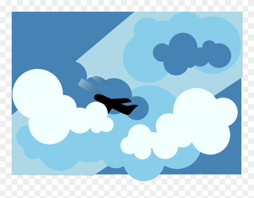 Gambaran Pesawat Terbang Di Awan Clipart