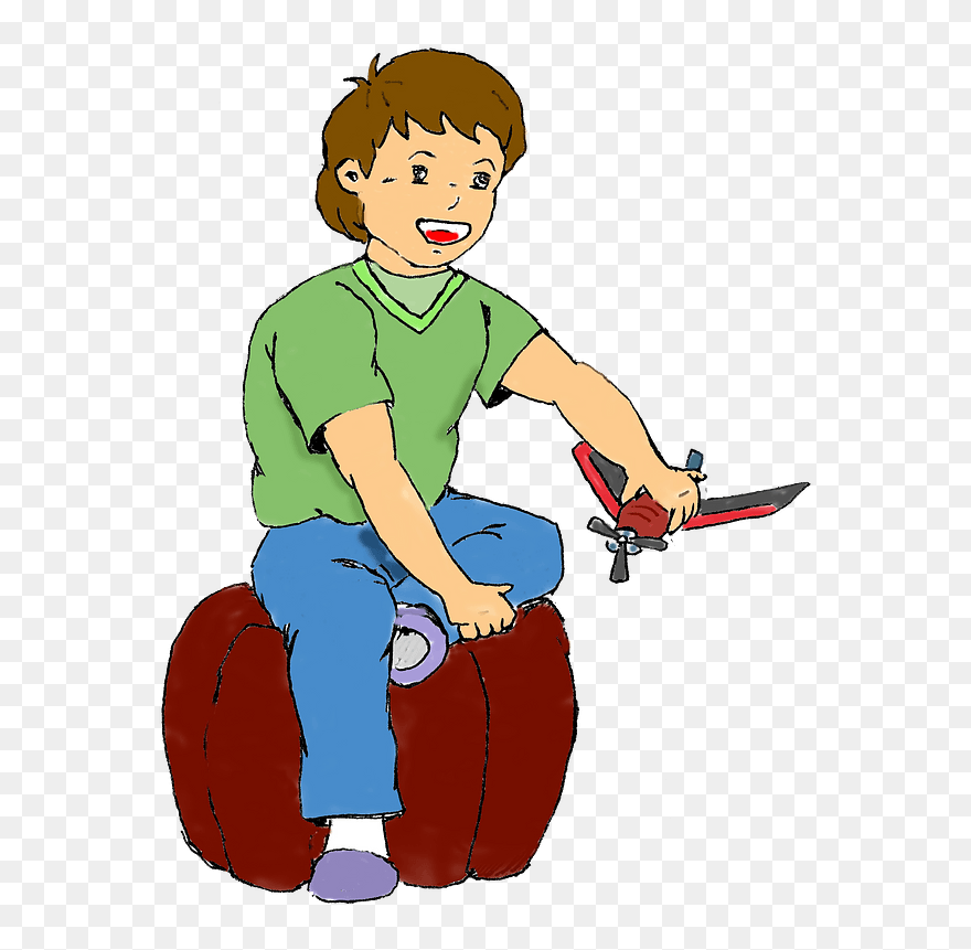 Boy Playing With A Plane Clipart - Anak Memegang Pesawat Mainan - Png Download