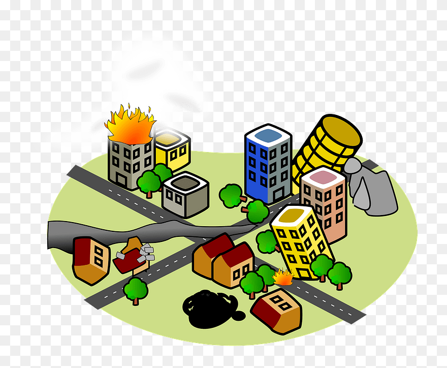 City After Earthquake Clipart - Office Building Clip Art - Png Download