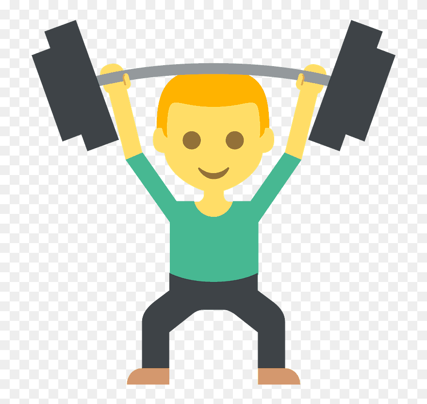 Person Lifting Weights Emoji Clipart - Person Lifting Weight Cartoon - Png Download