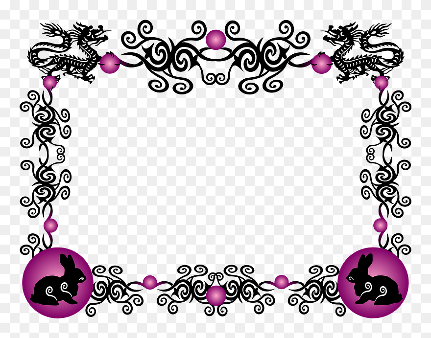 Chinese New Year Border Rabbit 1 Clipart - Chinese New Year Border Rat - Png Download