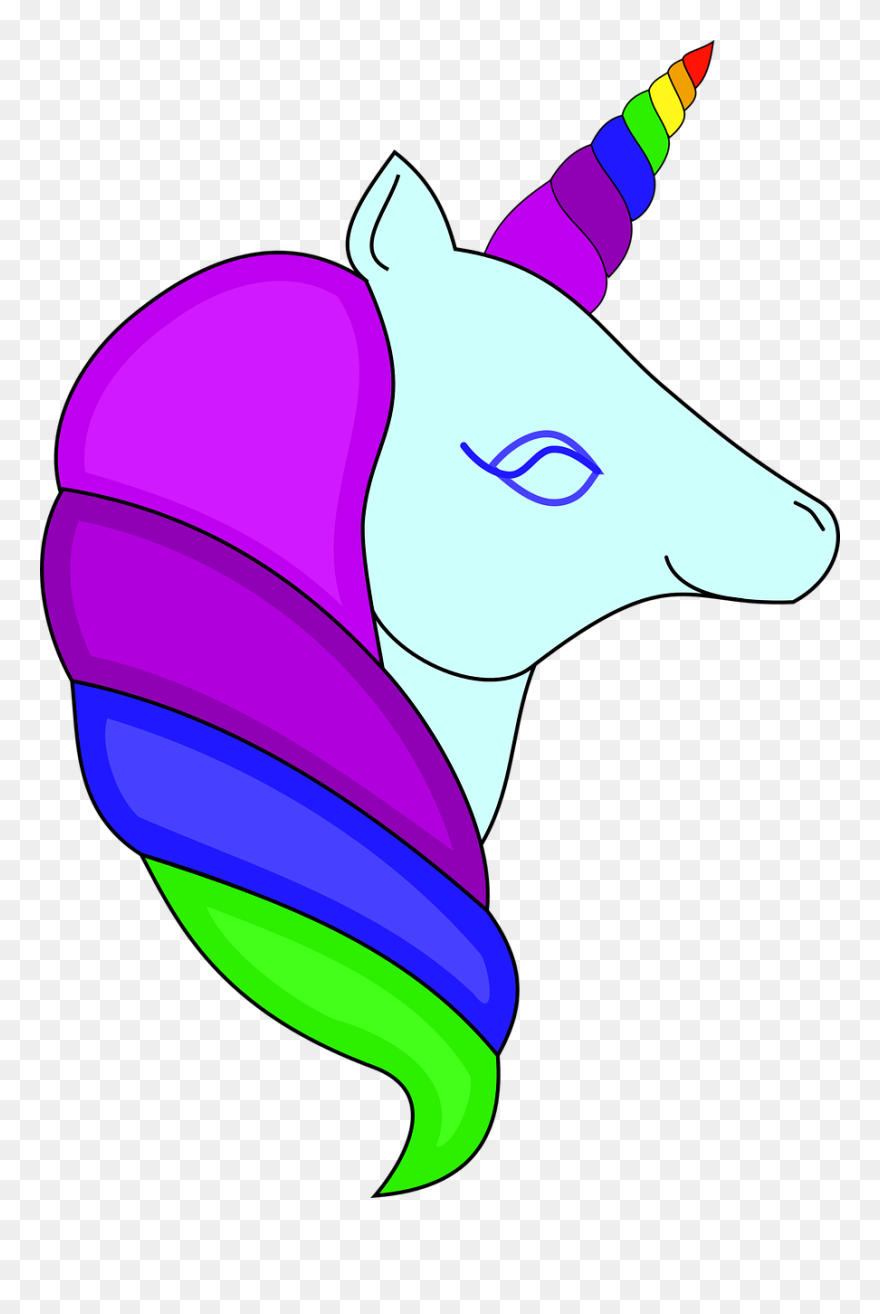 Unicorn Unicorn Head Rainbow - Tek Boynuzlu At Unicorn Resmi Clipart