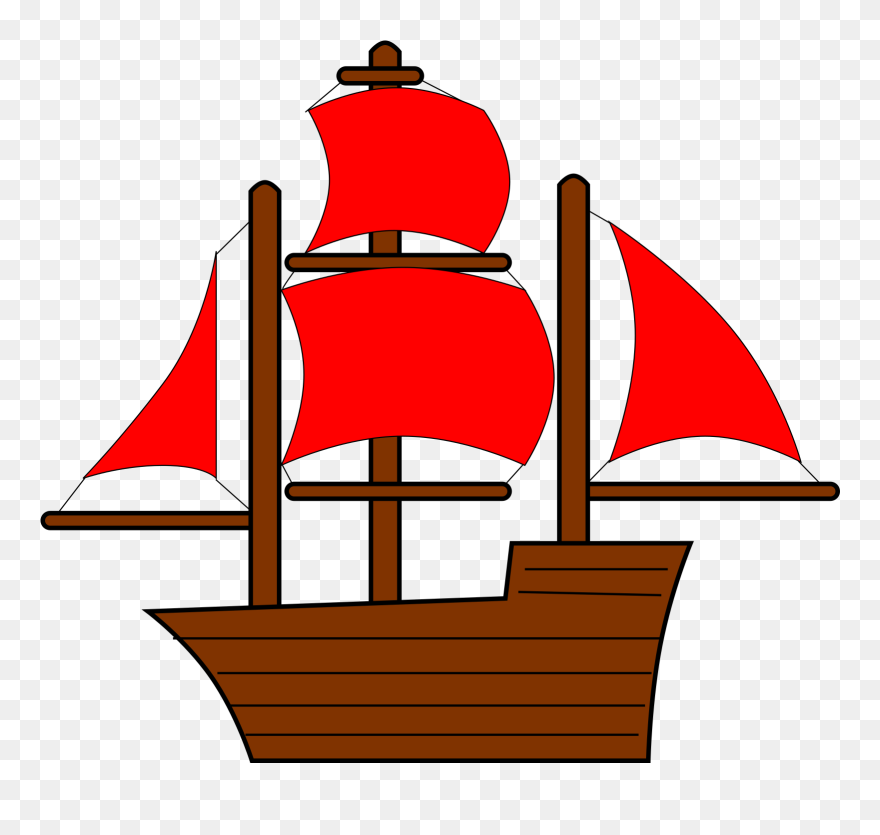 Red Pirate Ship Clip Art - Png Download