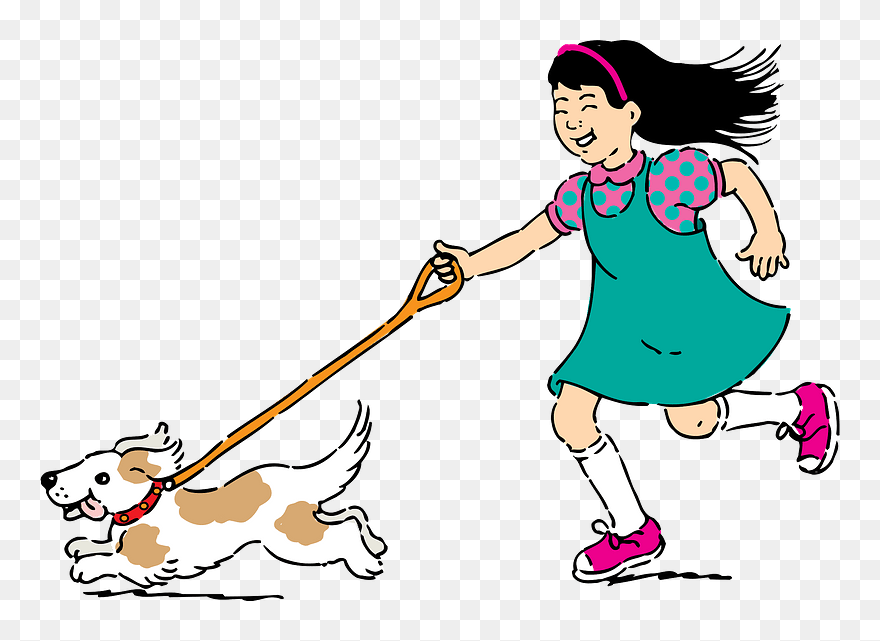 Walking Dog Clipart - Take Dog For Walk - Png Download