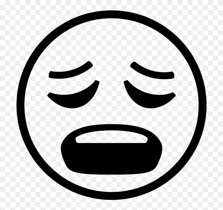 Weary Face Emoji Clipart - Emoticon Preto E Branco - Png Download