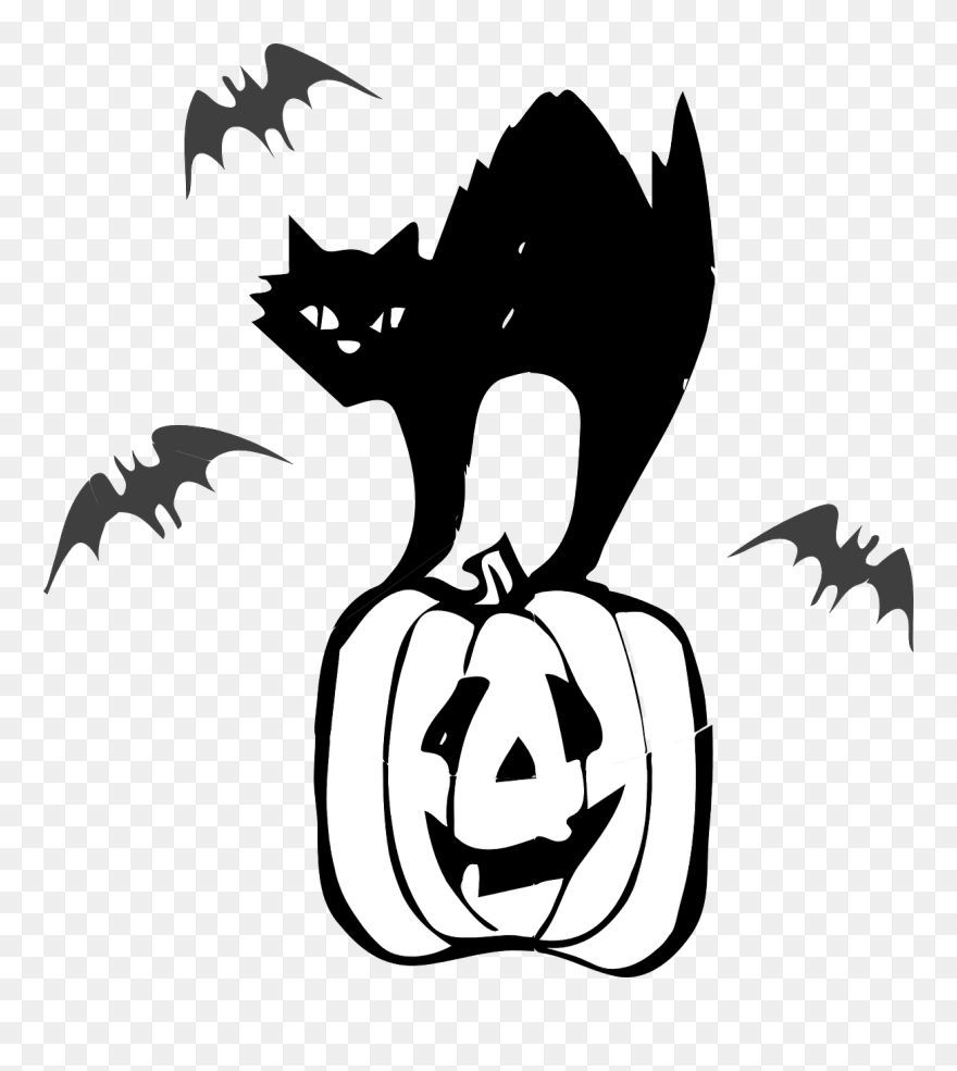 Jackolantern Clipart Scrapbook - Black Halloween Cat Clipart - Png Download