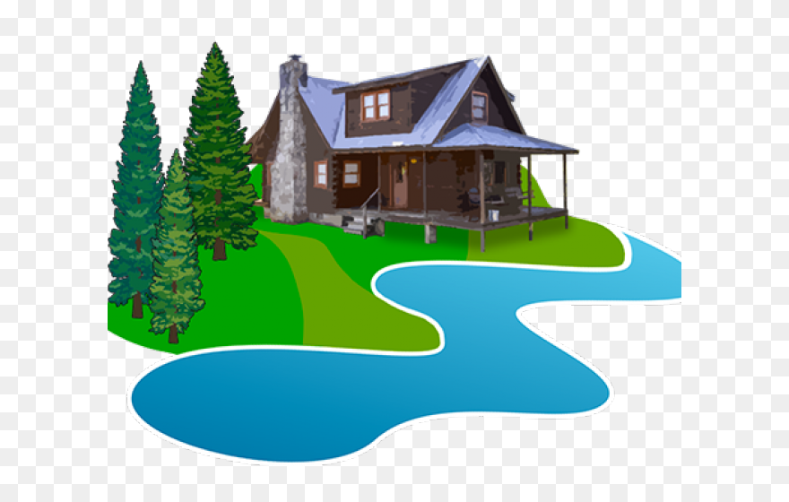 Cabin Clipart River House - River House Clip Art - Png Download