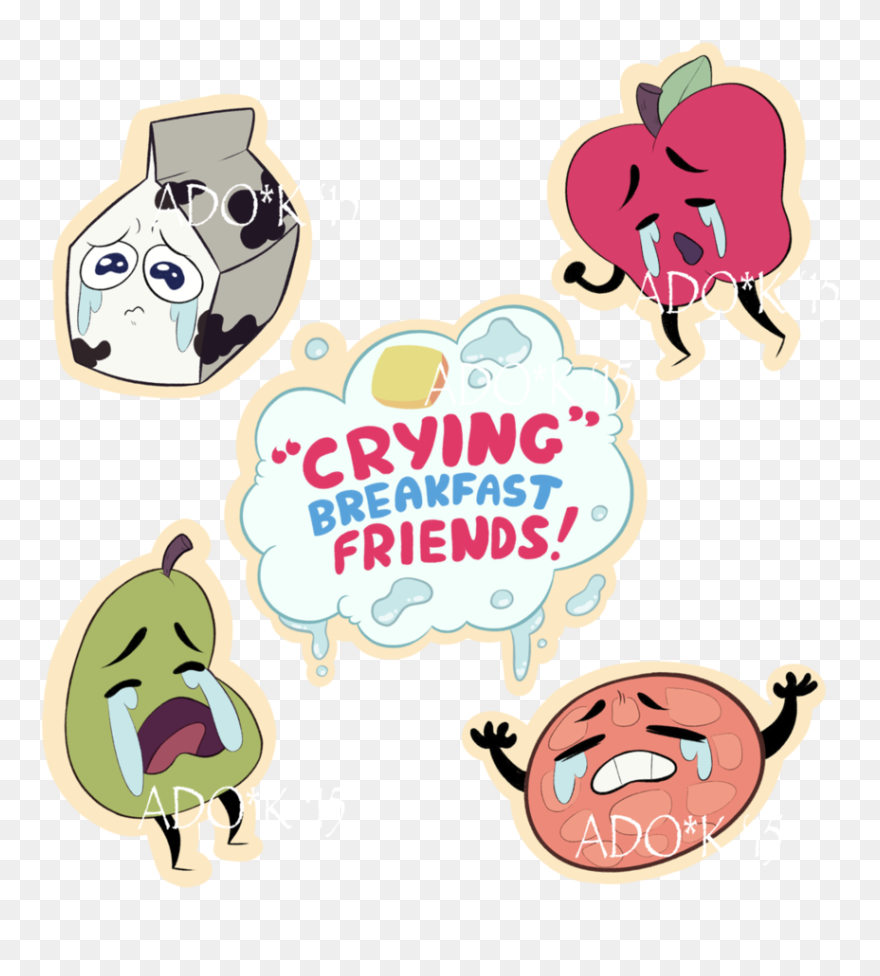 Crying Breakfast Friends - Clip Art - Png Download