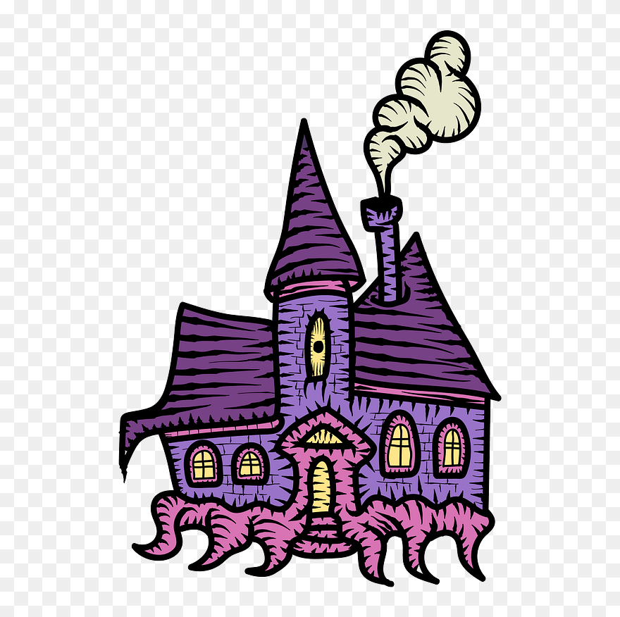 Casa Embrujada Clipart - Haunted House Color Drawings - Png Download