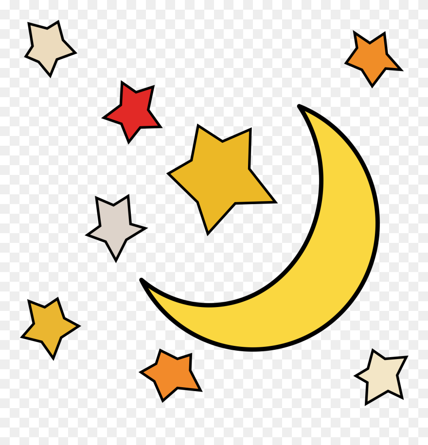 Moon Star Clip Art - Moon And Stars Transparent - Png Download