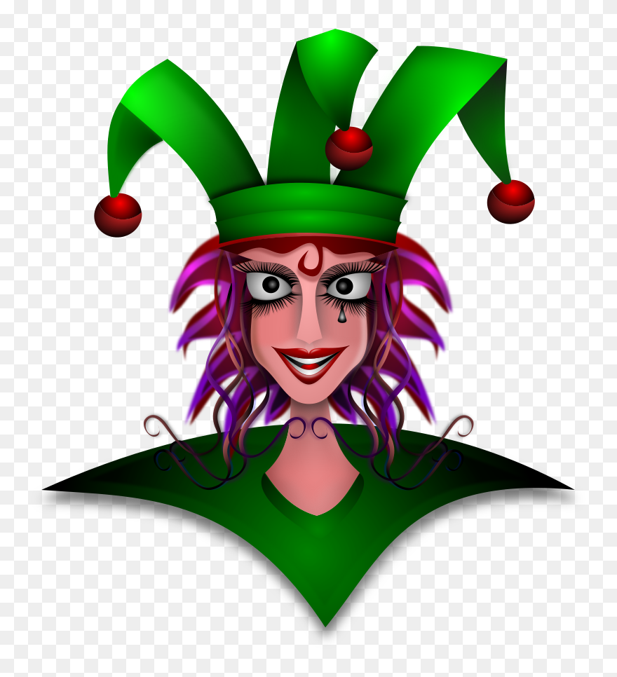 Vector Graphics Of Mad Harlequin - Transparent Background Christmas Cartoon Hats Clipart