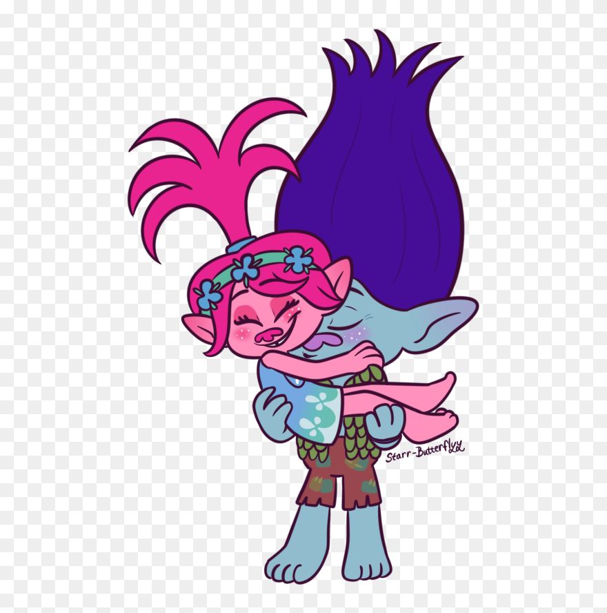 Download Vector Free Stock Drawing Clip Art Troll Transprent - Trolls Holiday Branch And Poppy - Png Download